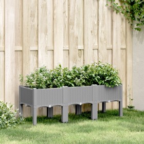 Fioriera da Giardino con Gambe Grigio Chiaro 120x40x42 cm in PP