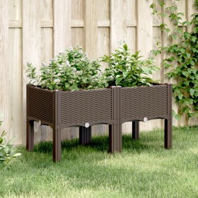 Fioriera da Giardino con Gambe Marrone 80x40x42 cm in PP