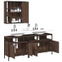 Set Mobili da Bagno 3 pz Rovere Marrone in Legno Multistrato