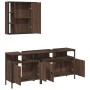 Set Mobili da Bagno 3 pz Rovere Marrone in Legno Multistrato