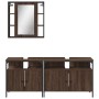 Set Mobili da Bagno 3 pz Rovere Marrone in Legno Multistrato