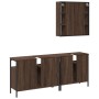 Set Mobili da Bagno 3 pz Rovere Marrone in Legno Multistrato