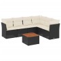 Set Divani da Giardino con Cuscini 7pz Nero Polyrattan