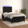 Letto a Molle con Materasso e LED Nero 120x190 cm in Velluto