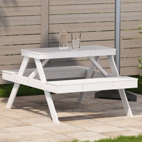 Tavolo da Picnic Bianco 105x134x75 cm in Legno Massello di Pino