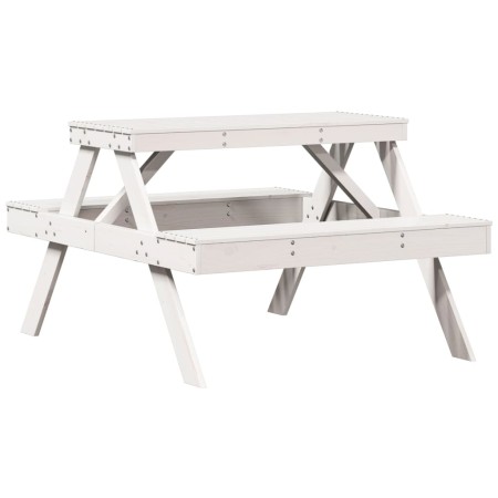 Tavolo da Picnic Bianco 105x134x75 cm in Legno Massello di Pino