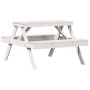 Tavolo da Picnic Bianco 105x134x75 cm in Legno Massello di Pino