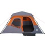 Tenda Campeggio 6 Persone Grigio e Arancione Impermeabile