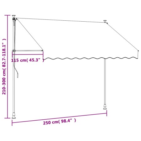 Tenda da Sole Retrattile Crema 250x150 cm in Tessuto e Acciaio