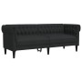 Divano Chesterfield a 3 Posti Nero in Tessuto