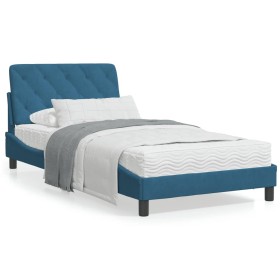 Letto con Materasso Blu 100x200 cm in Velluto