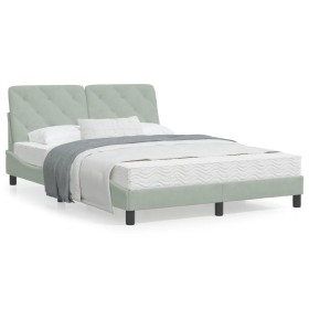 Letto con Materasso Grigio Chiaro 120x200 cm in Velluto