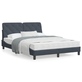 Letto con Materasso Grigio Scuro 140x200 cm in Velluto