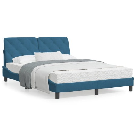 Letto con Materasso Blu 120x200 cm in Velluto