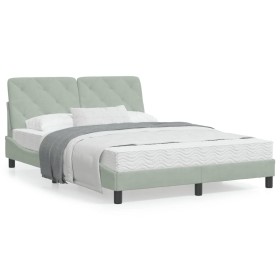 Letto con Materasso Grigio Chiaro 140x190 cm in Velluto