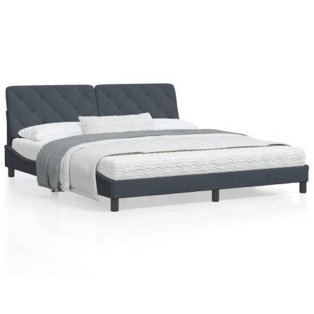 Letto con Materasso Grigio Scuro 180x200 cm in Velluto