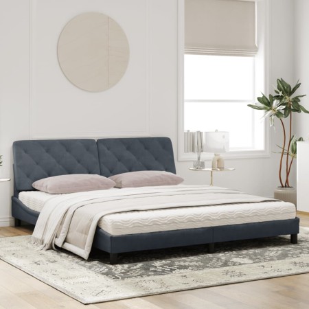 Letto con Materasso Grigio Scuro 180x200 cm in Velluto