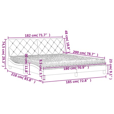 Letto con Materasso Grigio Scuro 180x200 cm in Velluto