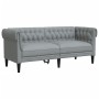 Divano Chesterfield a 2 Posti Grigio Chiaro in Tessuto