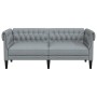 Divano Chesterfield a 2 Posti Grigio Chiaro in Tessuto