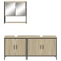 Set Mobili da Bagno 3 pz Rovere Sonoma in Legno Multistrato