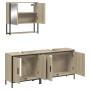 Set Mobili da Bagno 3 pz Rovere Sonoma in Legno Multistrato