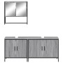 Set Mobili da Bagno 3 pz Grigio Sonoma in Legno Multistrato