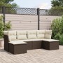 Set Divano da Giardino 6 pz con Cuscini Marrone in Polyrattan