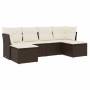 Set Divano da Giardino 6 pz con Cuscini Marrone in Polyrattan