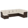 Set Divani da Giardino 8 pz con Cuscini Marrone in Polyrattan