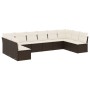 Set Divani da Giardino 10pz con Cuscini in Polyrattan Marrone