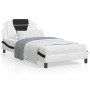 Letto con Materasso Bianco e Nero 100x200 cm in Similpelle