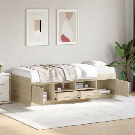 Divano Letto con Cassetti Rovere Sonoma 90x190 cm Multistrato