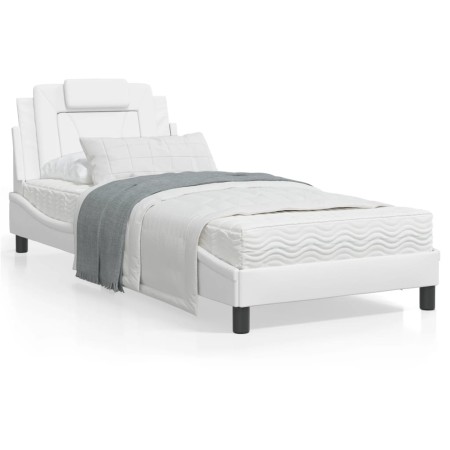 Letto con Materasso Bianco 80x200 cm in Similpelle