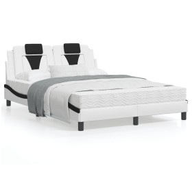 Letto con Materasso Nero e Bianco 120x200 cm in Similpelle