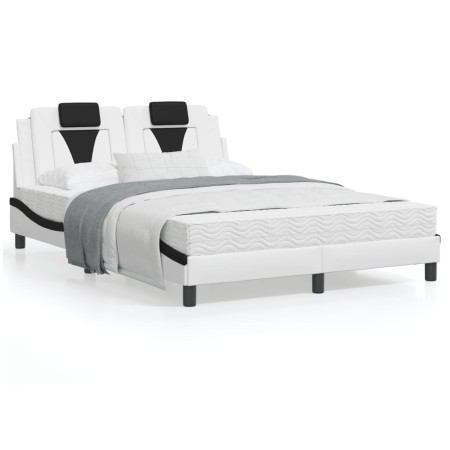 Letto con Materasso Nero e Bianco 120x200 cm in Similpelle