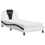 Letto con Materasso Nero e Bianco 90x200 cm in Similpelle