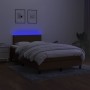 Letto a Molle Materasso e LED MarroneScuro 120x190cm in Tessuto