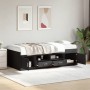 Divano Letto con Cassetti Nero 90x200 cm in Legno Multistrato