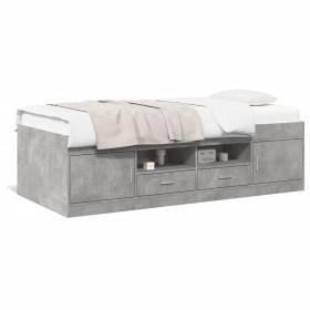 Divano Letto con Cassetti Grigio Cemento 90x200 cm Multistrato