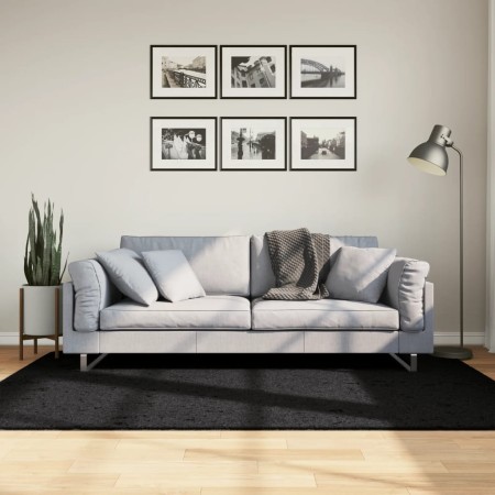 Tappeto Shaggy PAMPLONA a Pelo Lungo Moderno Nero 140x200 cm