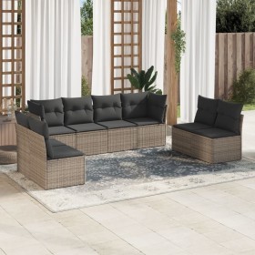 Set Divano da Giardino 8 pz con Cuscini Grigio in Polyrattan