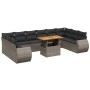 Set Divani da Giardino 11 pz con Cuscini in Polyrattan Grigio