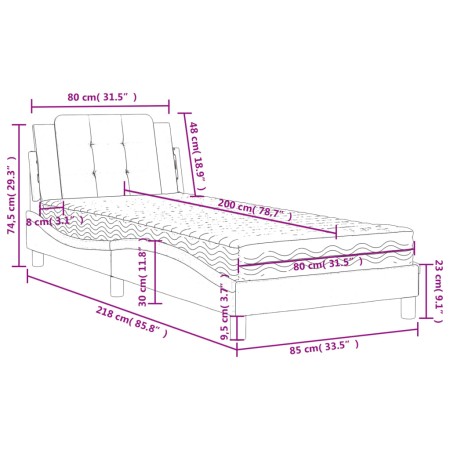 Letto con Materasso Marrone 80x200 cm in Similpelle