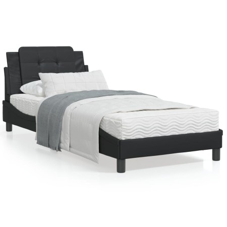 Letto con Materasso Nero 80x200 cm in Similpelle