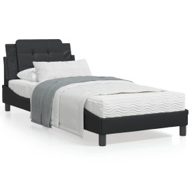 Letto con Materasso Nero 100x200 cm in Similpelle