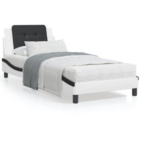 Letto con Materasso Bianco e Nero 100x200 cm in Similpelle