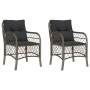 Sedie da Giardino con Cuscini 2 pz Grigie in Polyrattan