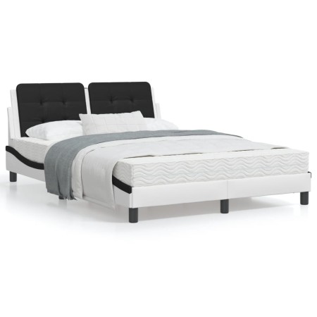 Letto con Materasso Nero e Bianco 120x200 cm in Similpelle