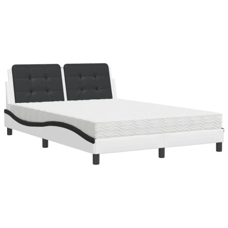 Letto con Materasso Nero e Bianco 120x200 cm in Similpelle